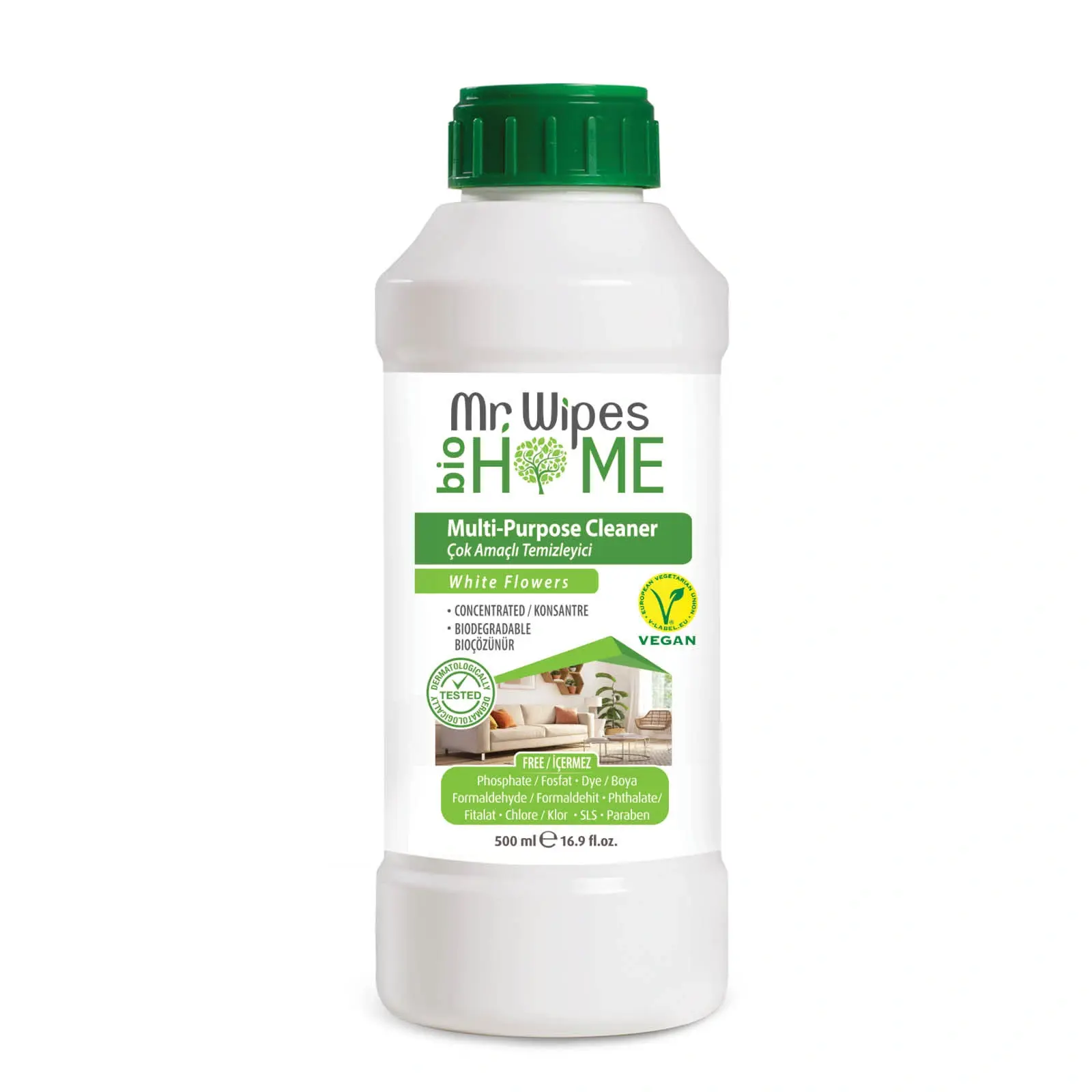 image of MR WIPES MULTI PURPOSE CLEANER DROP WHITE FLOWERS 500 ML